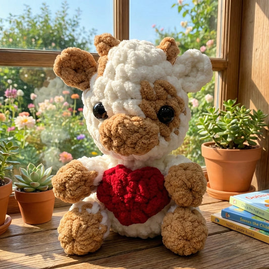 Gehaakte Koe Knuffel met Hartje
