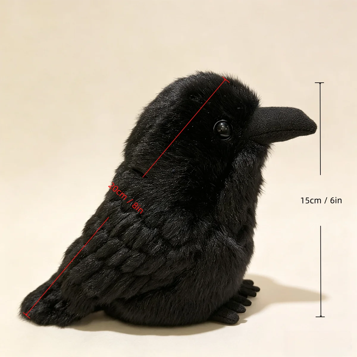 Realistische Kraai Knuffel | Zwart of Geel Vogeltje, 2 Maten