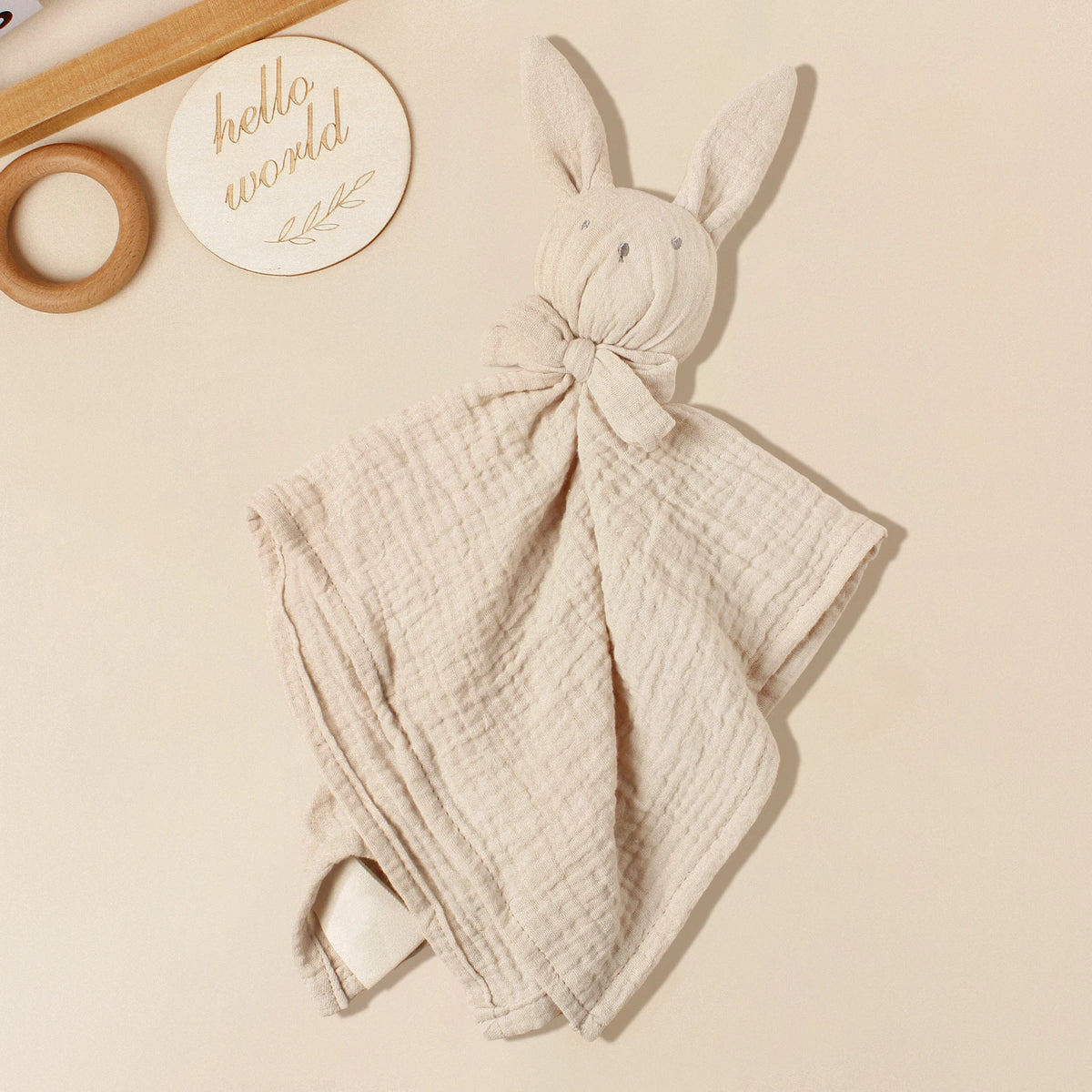 Konijn Knuffeldoekje met Strikje | Bamboe Babydoekje