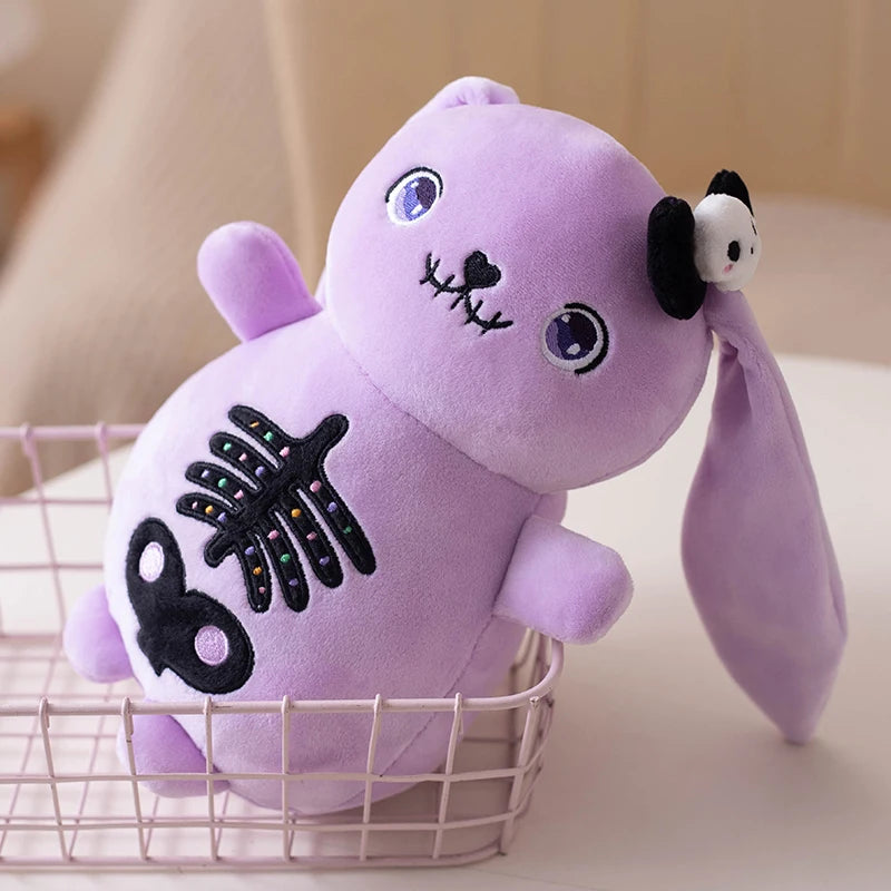 Halloween Konijn Knuffel met Lapjes en Knoopogen 20 cm