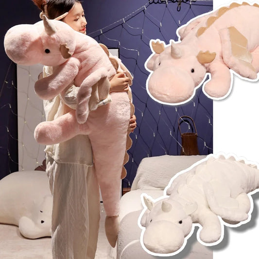 Witte Draak Knuffelkussen XXL 70 tot 150 cm