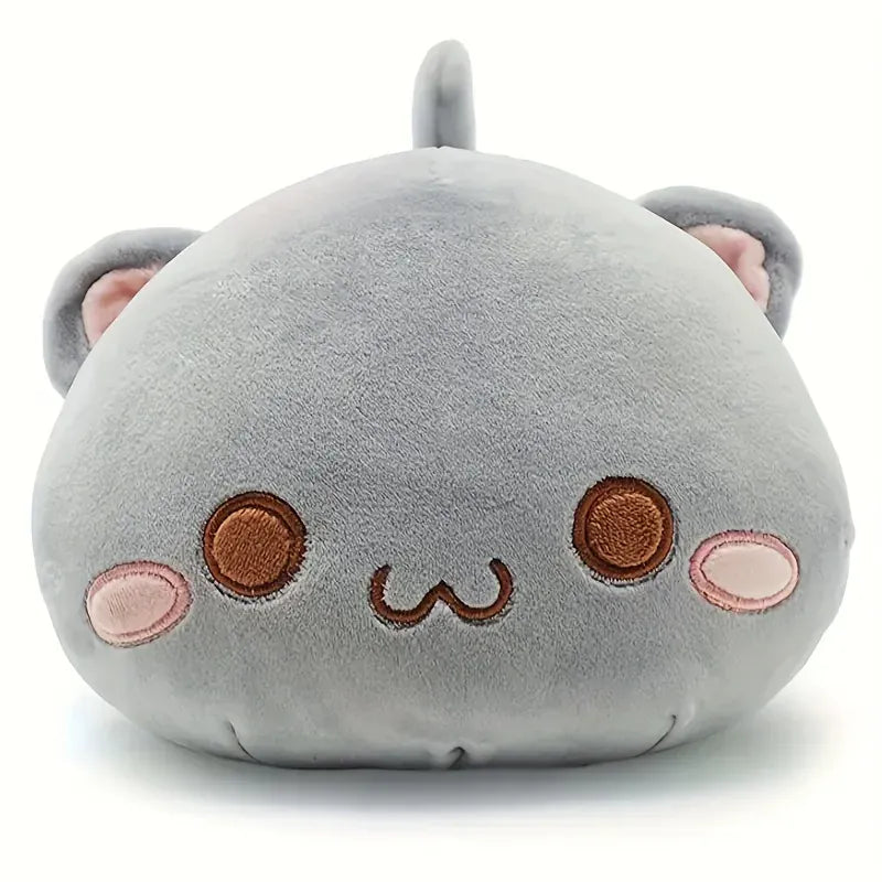 Liggende Kat Knuffelkussen | Kawaii Poes in Wit of Grijs De Knuffel