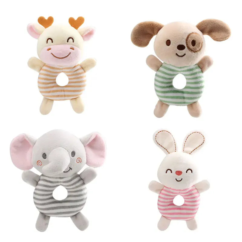 Baby Rammelaar Knuffel met Ring | Zacht Diertje in 4 Kleuren De Knuffel