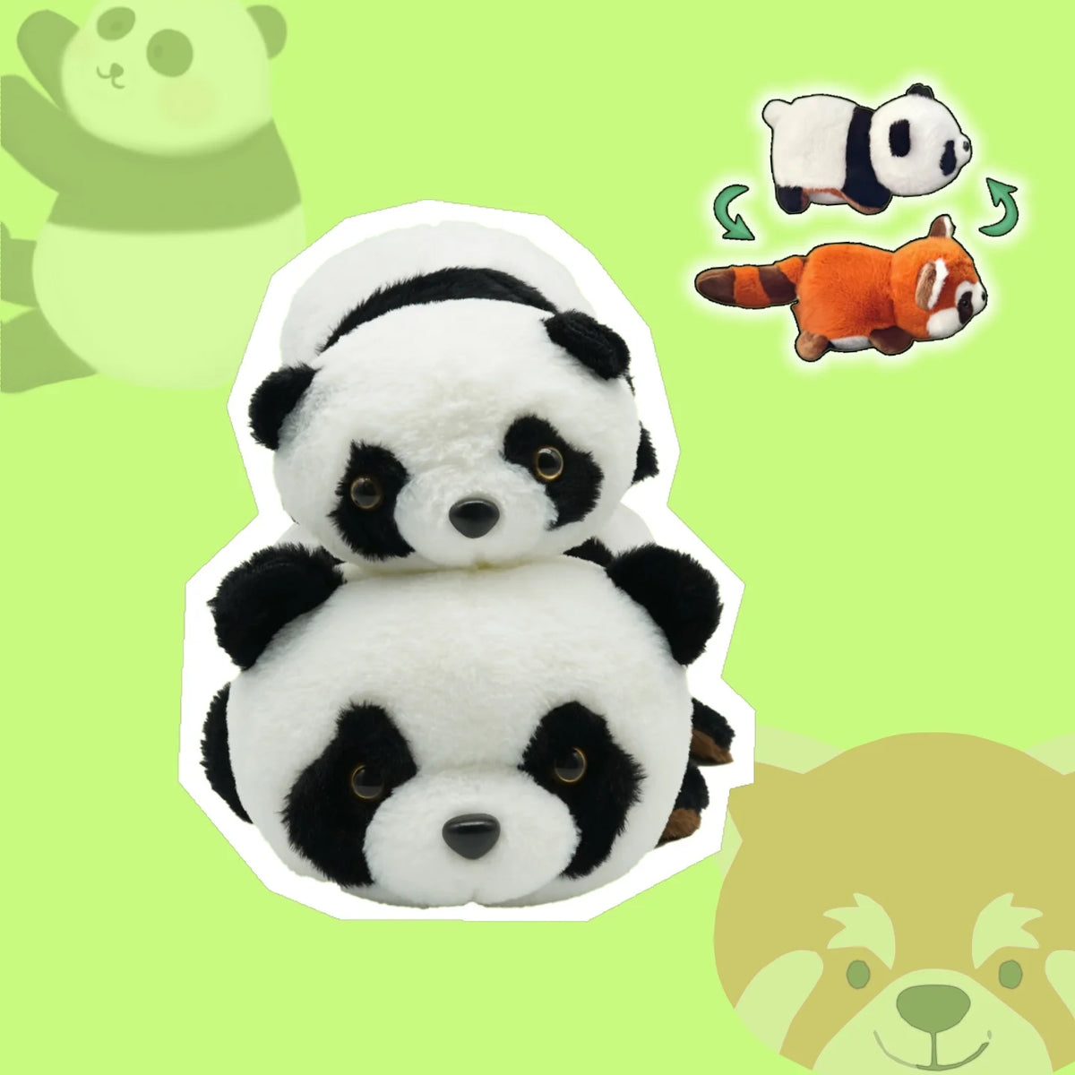 Omkeerbare Panda en Rode Panda Knuffel | Twee in Een