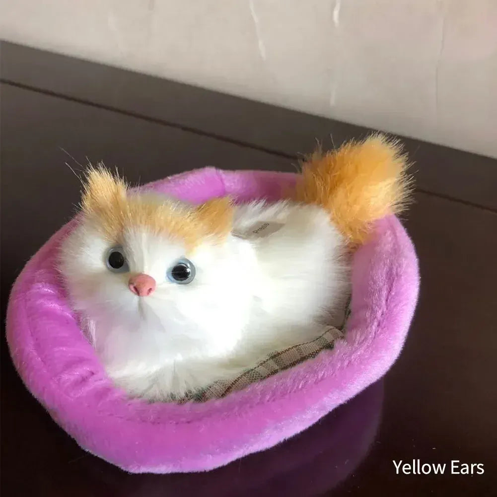 Slapend Poesje met Geluid | Realistische Kat Knuffel, 20 Modellen De Knuffel Kat Gele Oren