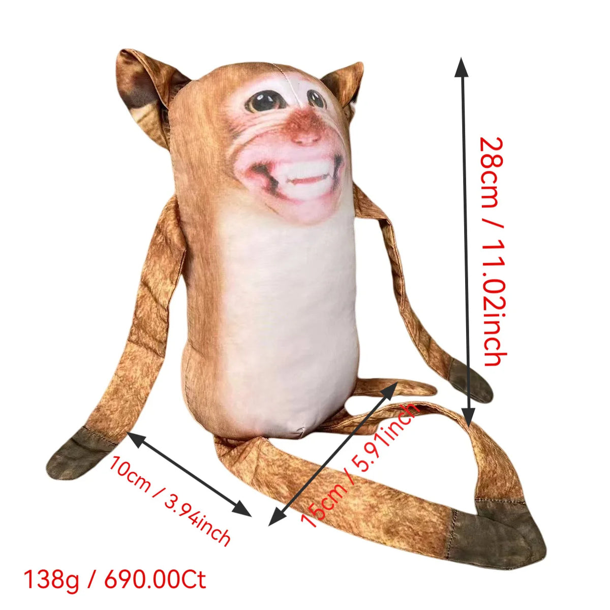 Knuffelend Aapje 28 cm | Slaapaapje met Armpjes