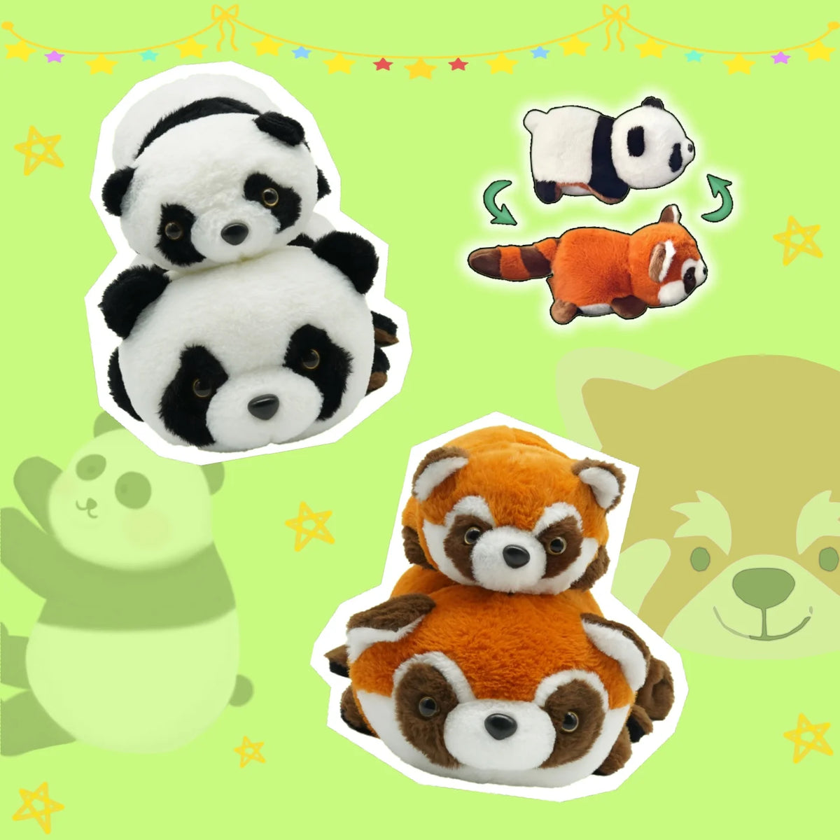 Omkeerbare Panda en Rode Panda Knuffel