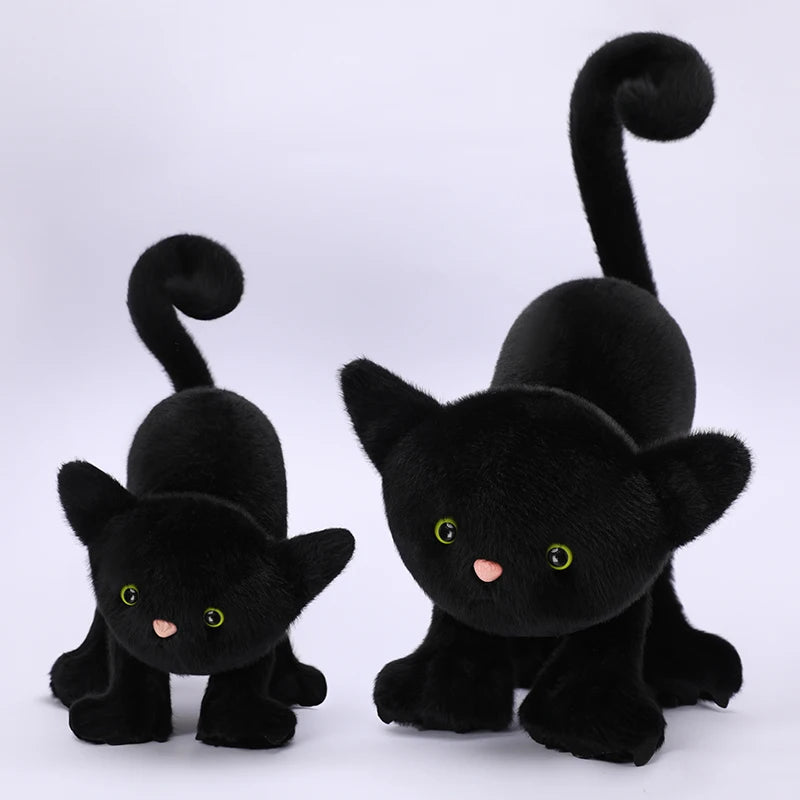 Geschrokken Zwarte Kat Knuffel 20 en 30 cm