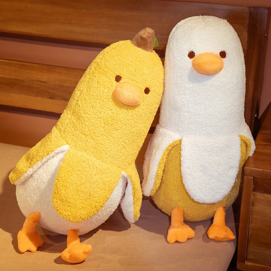 Banaan Eend Knuffelkussen 50 en 70 cm