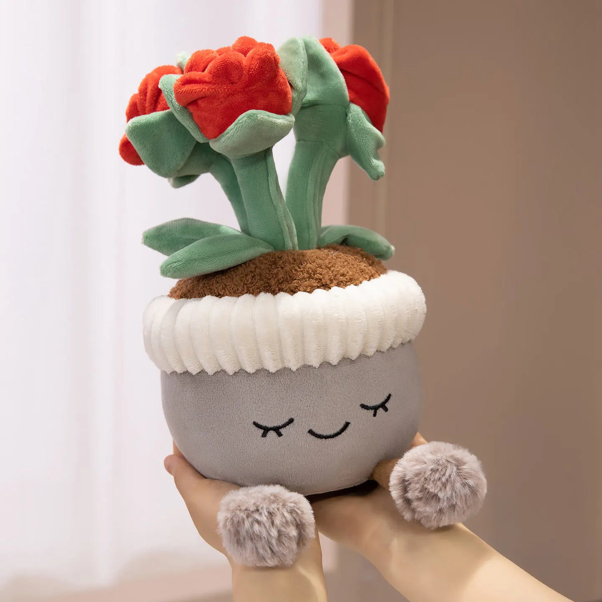 Pluche Bloem in Potje 30 cm | Roos, Zonnebloem, Cactus en Meer