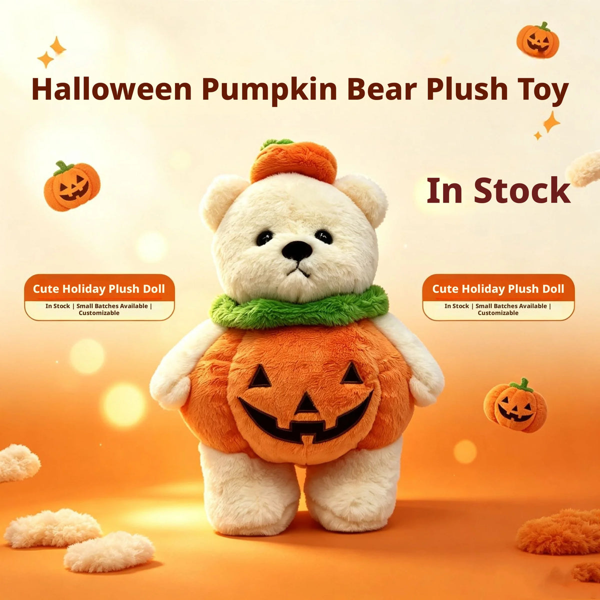 Halloween Teddybeer met Pompoen 25 cm