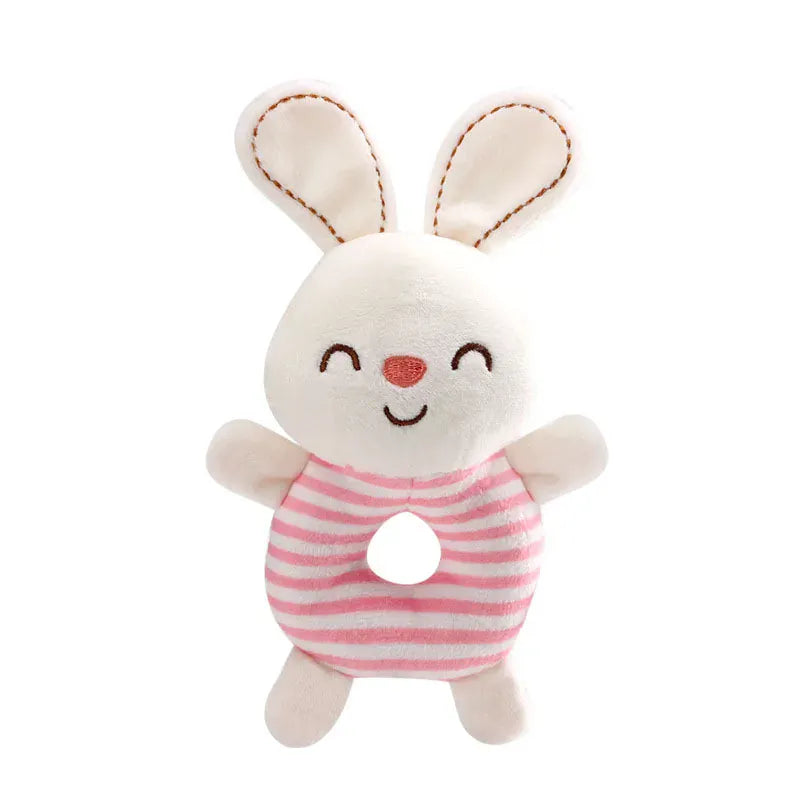 Baby Rammelaar Knuffel met Ring | Zacht Diertje in 4 Kleuren De Knuffel Wit