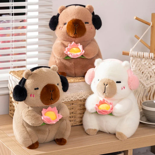 Capybara met Lotusbloem Knuffel 25 cm