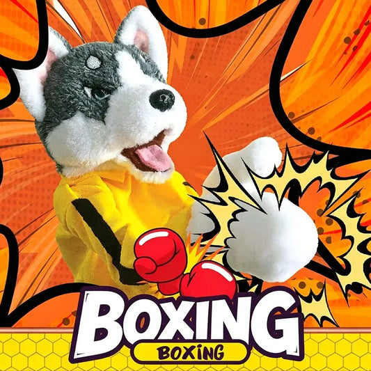 Boksende Husky Handpop met Geluid | Grappige Hond Handschoen De Knuffel
