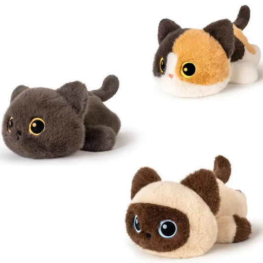 Realistische Siamees en Zwarte Kat Knuffel 30 cm