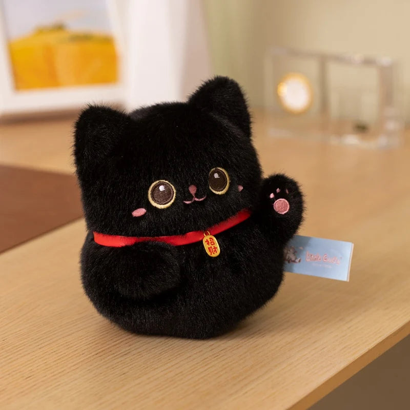 Gelukskat Knuffel 15 cm | Maneki Neko met Geluid, 4 Kleuren