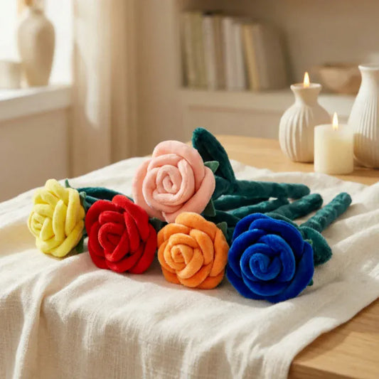 Pluche Roos 28 cm | Knuffelbloem in 9 Kleuren De Knuffel