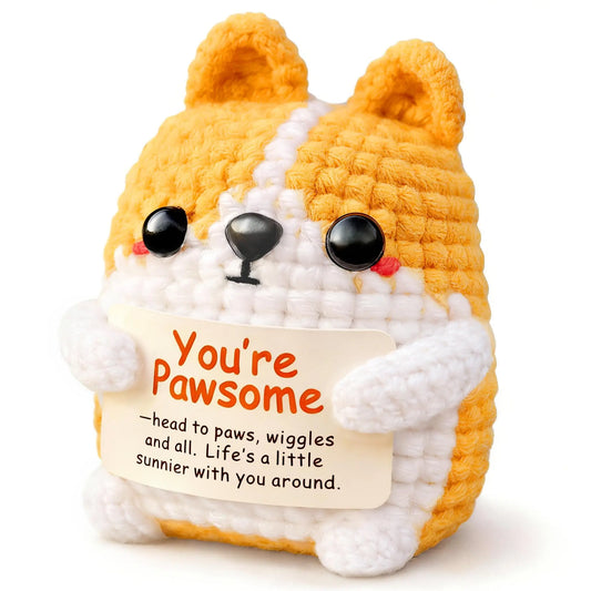 Gehaakte Corgi Hond Knuffel met Positief Kaartje