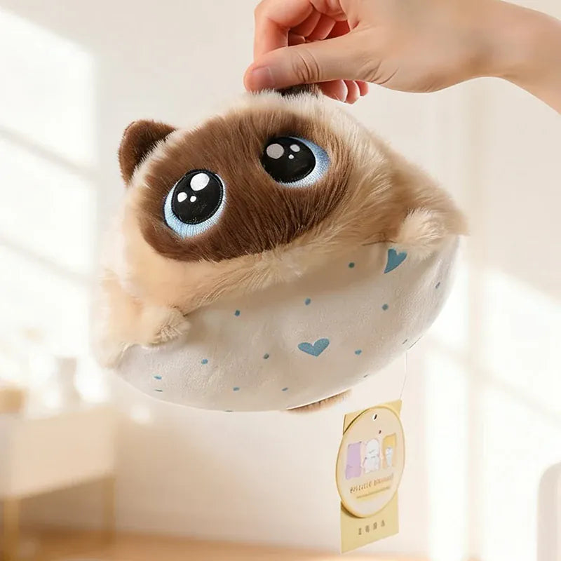 Liggende Kat Knuffel 15 cm | Britse Korthaar, Siamees of Lapjeskat De Knuffel