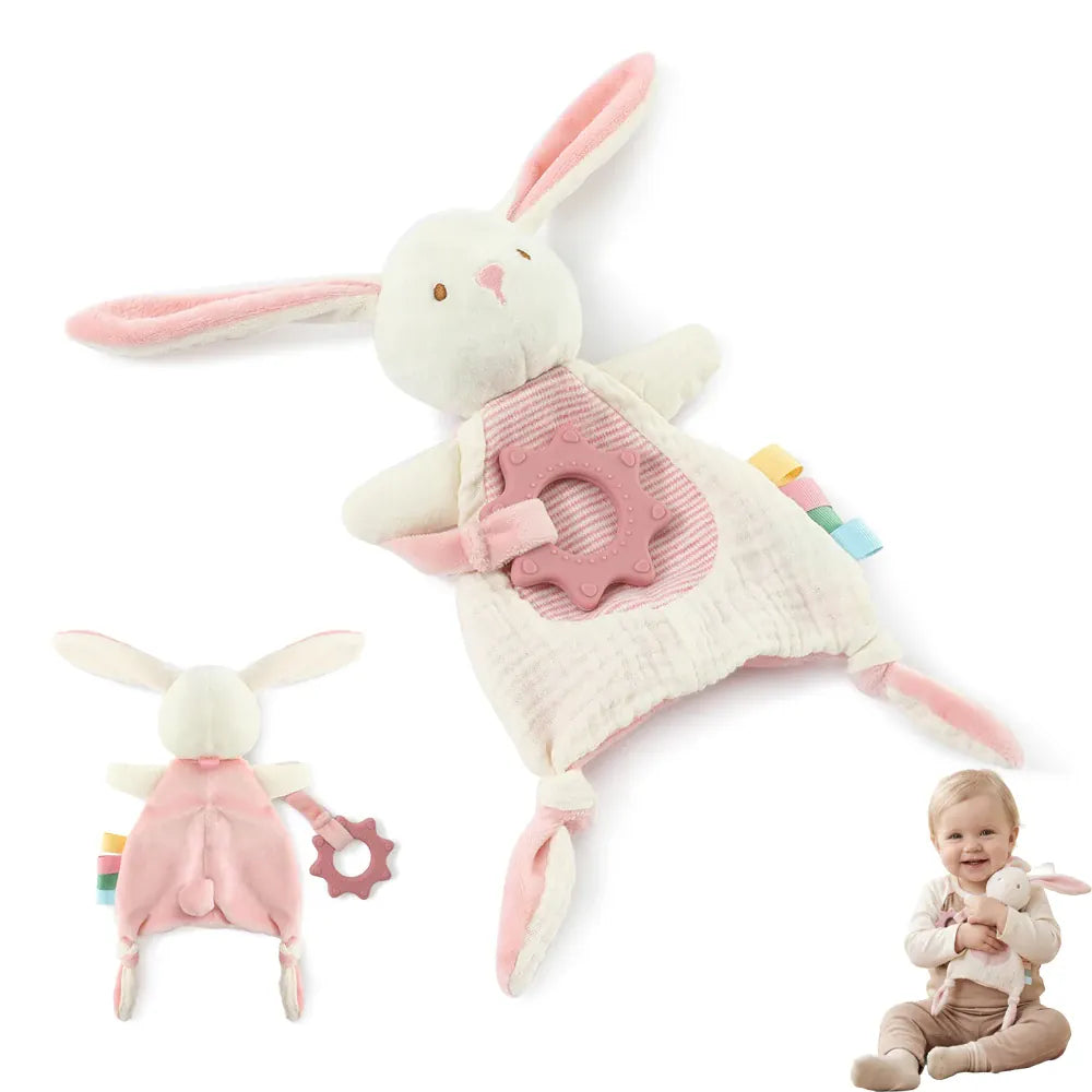Konijn Knuffeldoekje met Bijtring | Ritselend Babydoekje De Knuffel