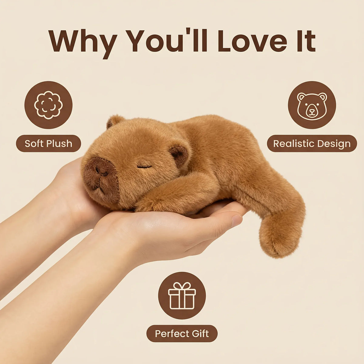 Capybara Knuffel | Zachte Pluche Capybara om mee te Knuffelen De Knuffel