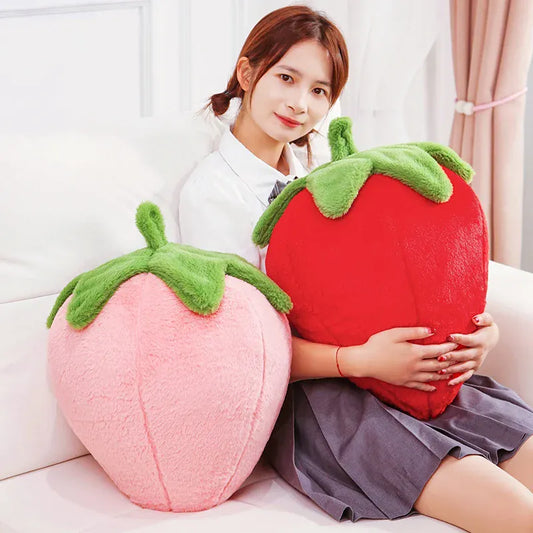 Aardbei Knuffelkussen 23 of 35 cm | Rood, Roze of Wit De Knuffel