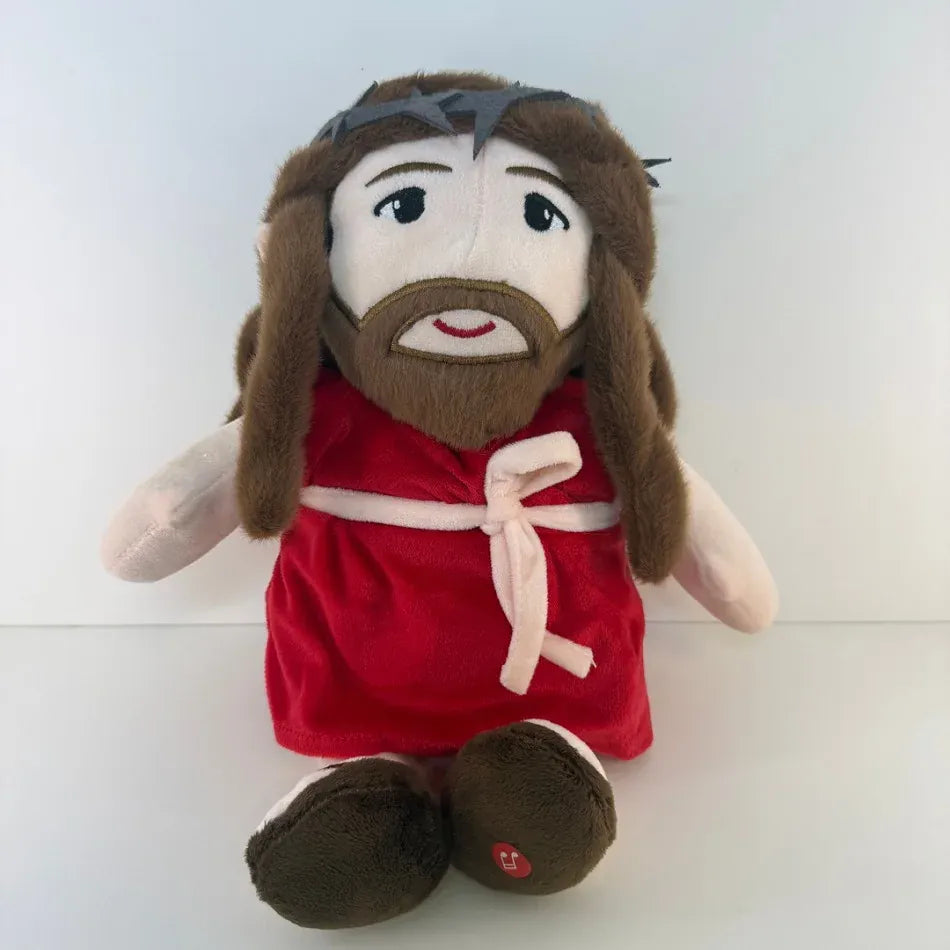 Ademende Jezus en Maria Knuffel | Slaapknuffel met Muziek en Licht De Knuffel