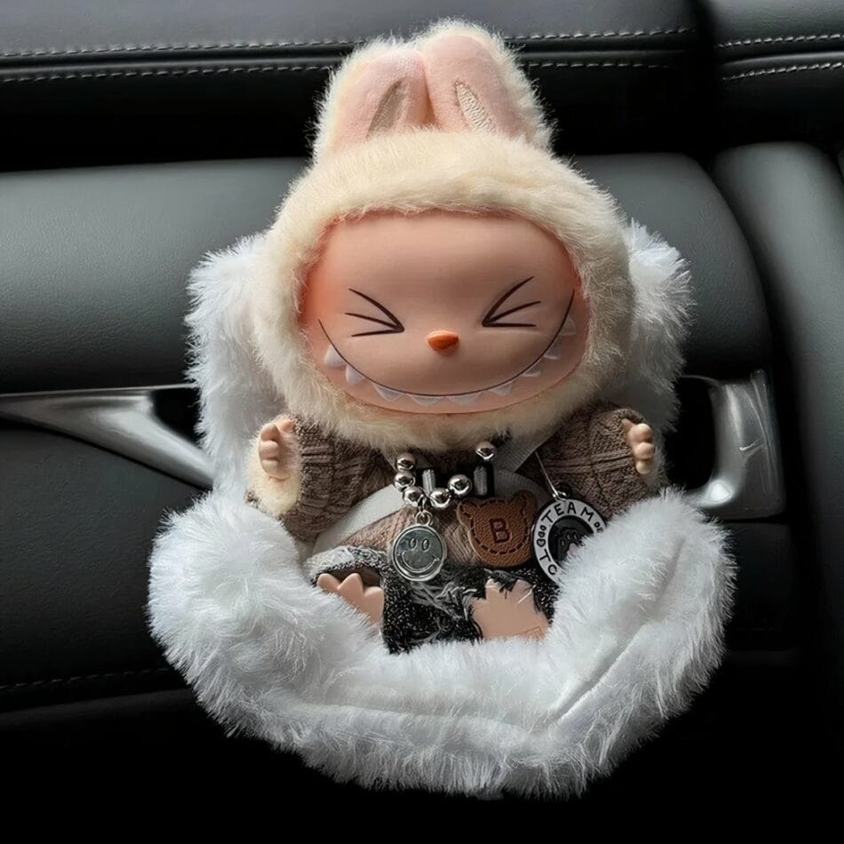 Autostoel Voor Knuffel Labubu Stijl Zachte Cocon Voor Reis De Knuffel