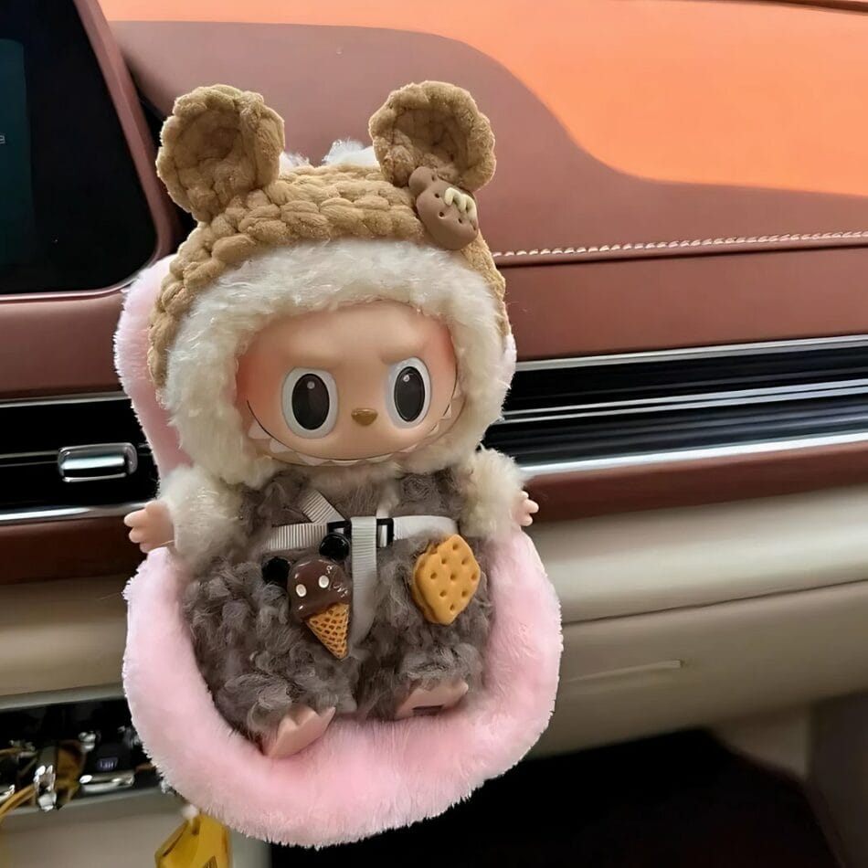 Autostoel Voor Knuffel Labubu Stijl Zachte Cocon Voor Reis De Knuffel