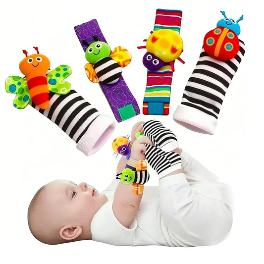 Baby Rammelaar Sokjes en Polsbandjes Set van 4 | Diertjes De Knuffel