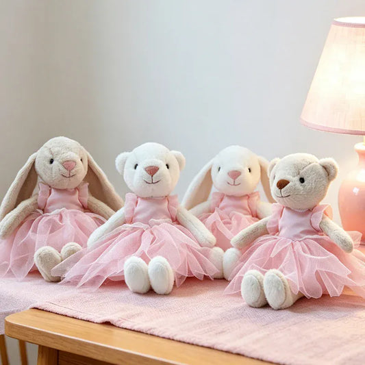 Ballerina Konijn en Beer Knuffel 28 cm | Met Tutu Rokje De Knuffel