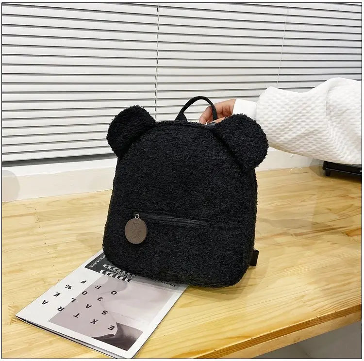 Beer Knuffel Rugzak | Pluche Kinderrugzak Teddybeer De Knuffel Zwart