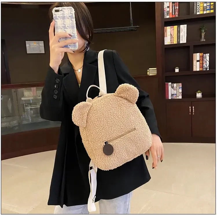 Beer Knuffel Rugzak | Pluche Kinderrugzak Teddybeer De Knuffel Kaki