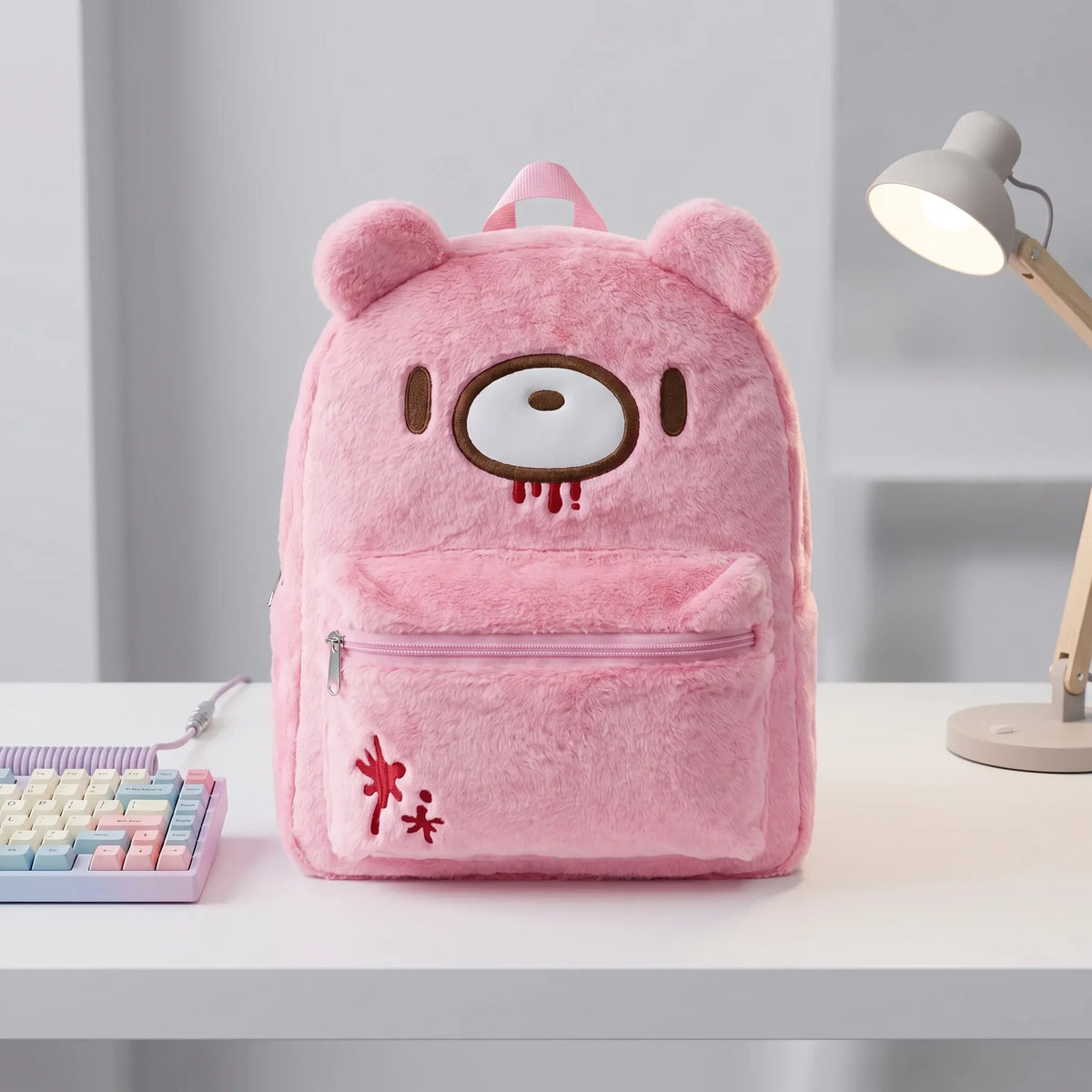 Beer Knuffel Rugzak | Ruime Pluche Schooltas met Borduursel De Knuffel