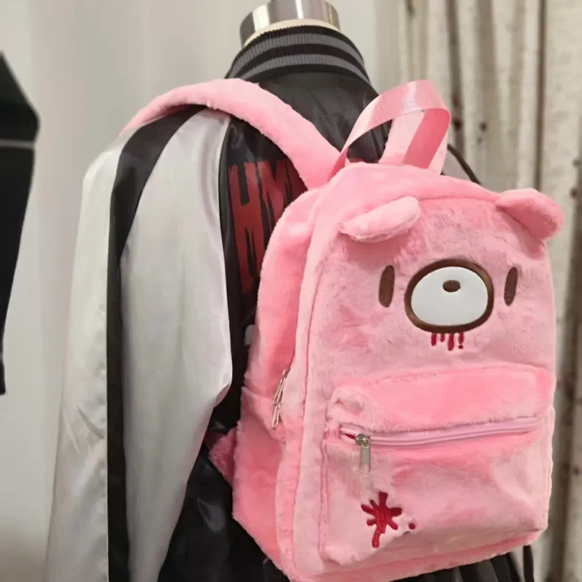 Beer Knuffel Rugzak | Ruime Pluche Schooltas met Borduursel De Knuffel
