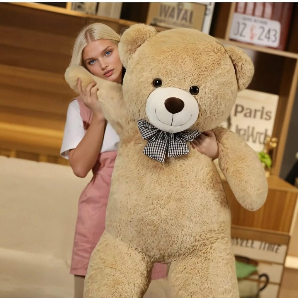Beer XXL Reuzen Knuffel Teddy Vlinderstrik Wit Bruin Roze De Knuffel
