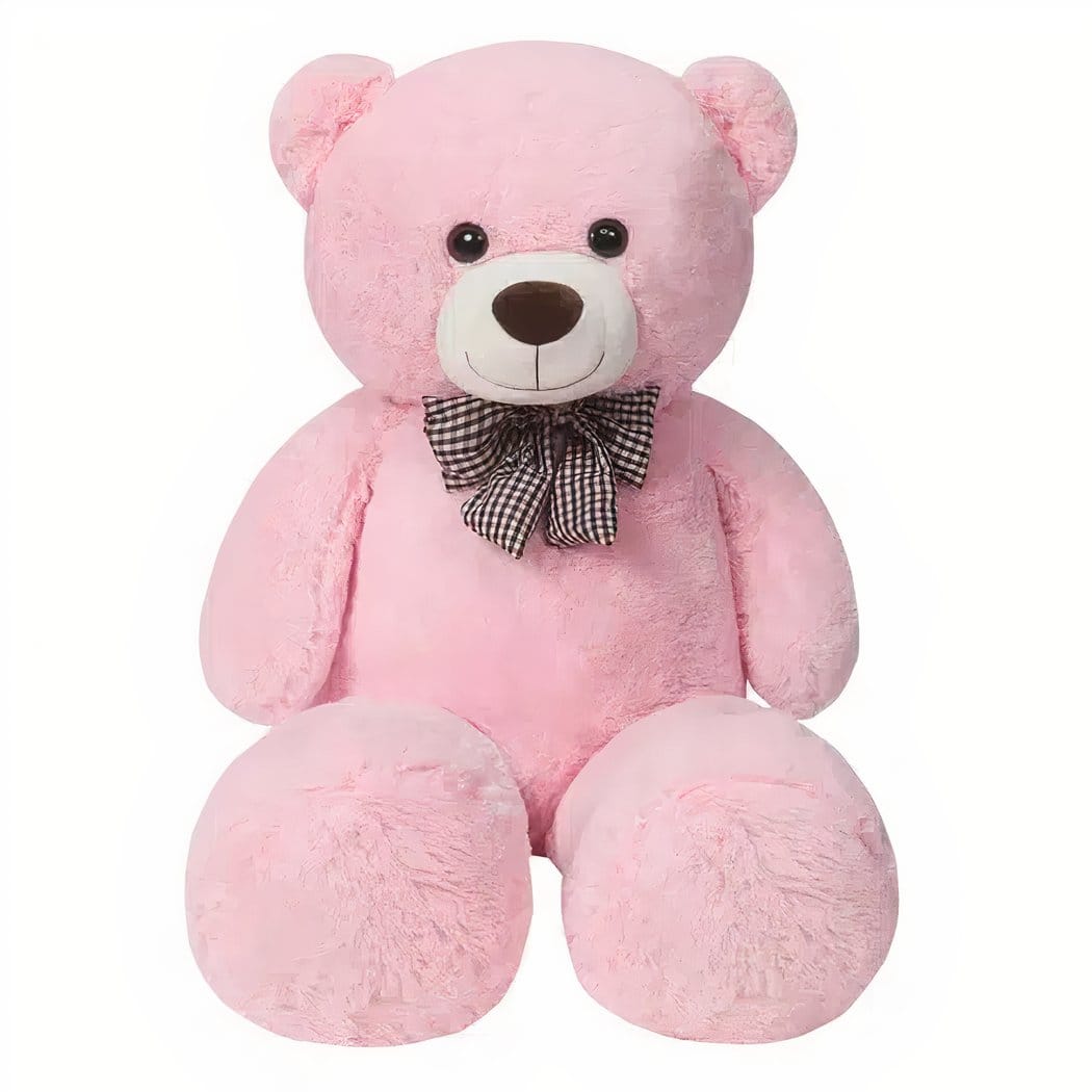 Beer XXL Reuzen Knuffel Teddy Vlinderstrik Wit Bruin Roze De Knuffel roze / 100cm