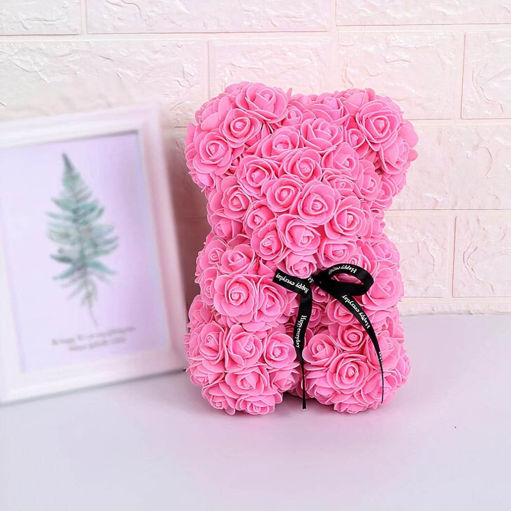 Beertje en Kunstmatige Rozen met Strik voor Valentijnsdag De Knuffel roze