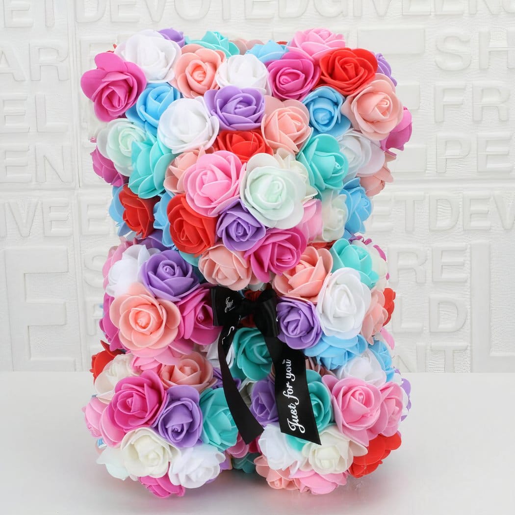 Beertje en Kunstmatige Rozen met Strik voor Valentijnsdag De Knuffel multicolor