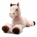 Beige Knuffelpaard Liggend Voor Bed en Bank Zachte Metgezel De Knuffel