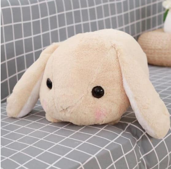 Beige Liggend Knuffelkonijn Zachte Metgezel De Knuffel