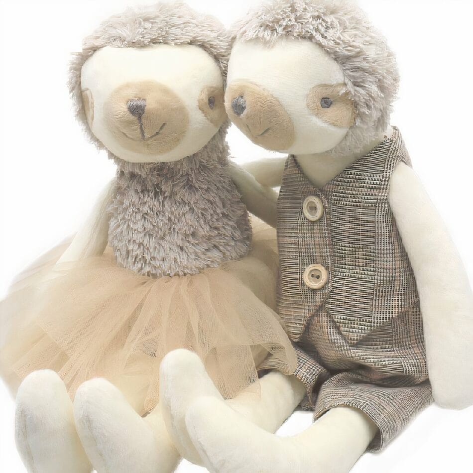 Beige Paresseux Knuffels Duo Mr en Mme Zachte Pluche Klein De Knuffel