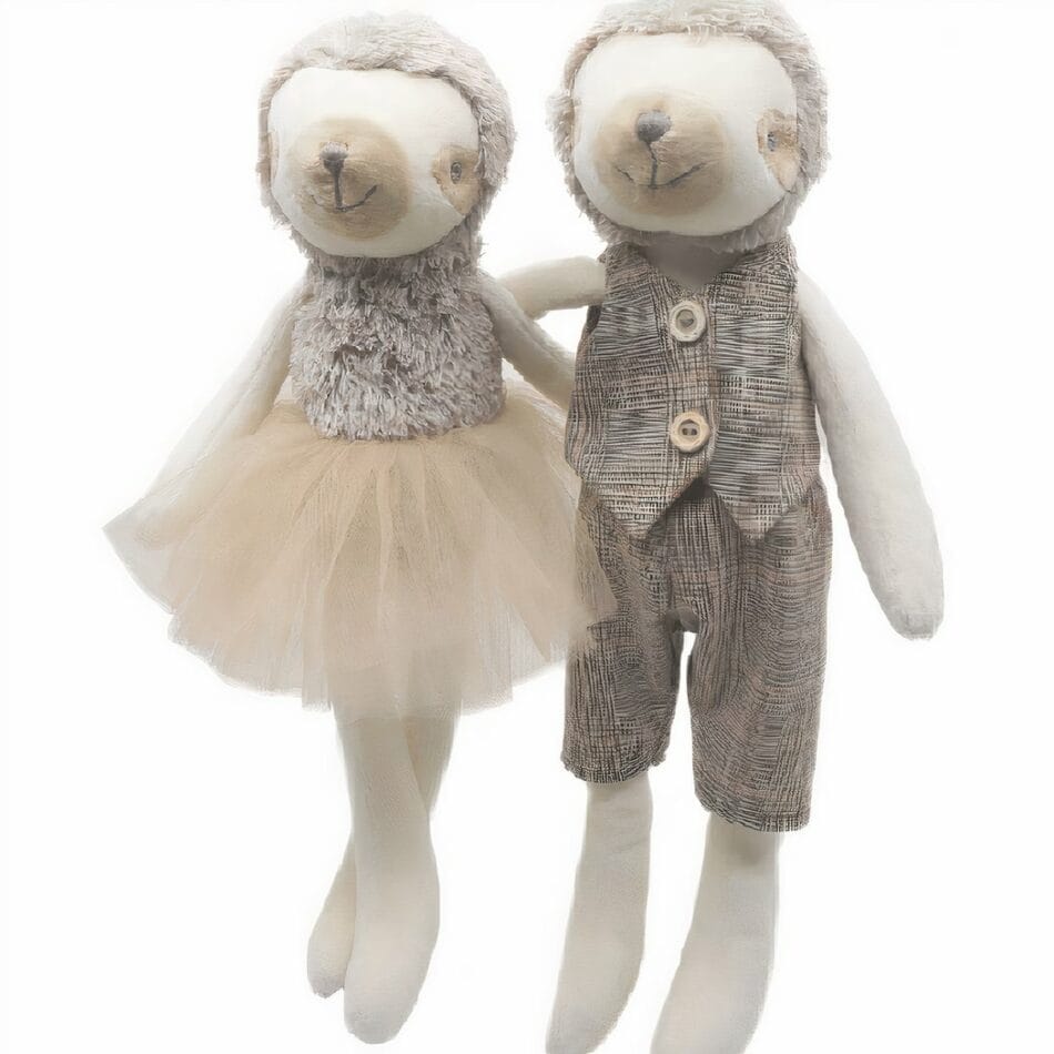 Beige Paresseux Knuffels Duo Mr en Mme Zachte Pluche Klein De Knuffel