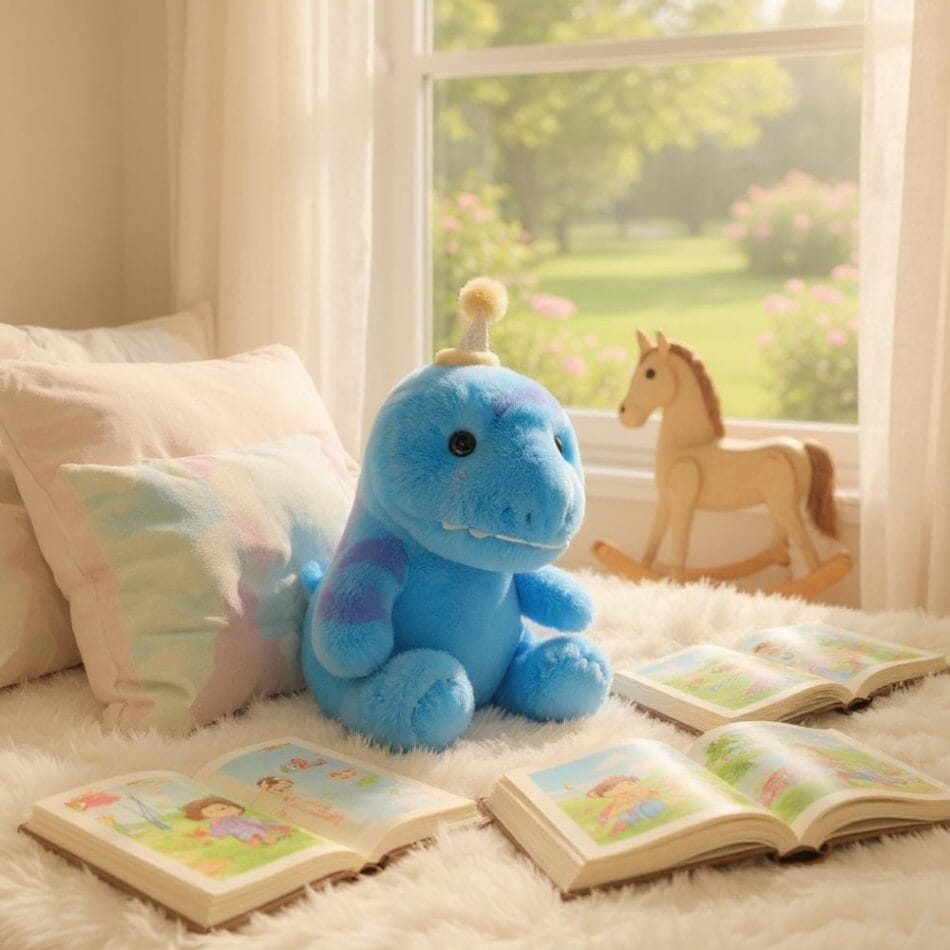 Blauw Knuffel Dinosaurus Nachtlampje Met Zachte Gloed De Knuffel