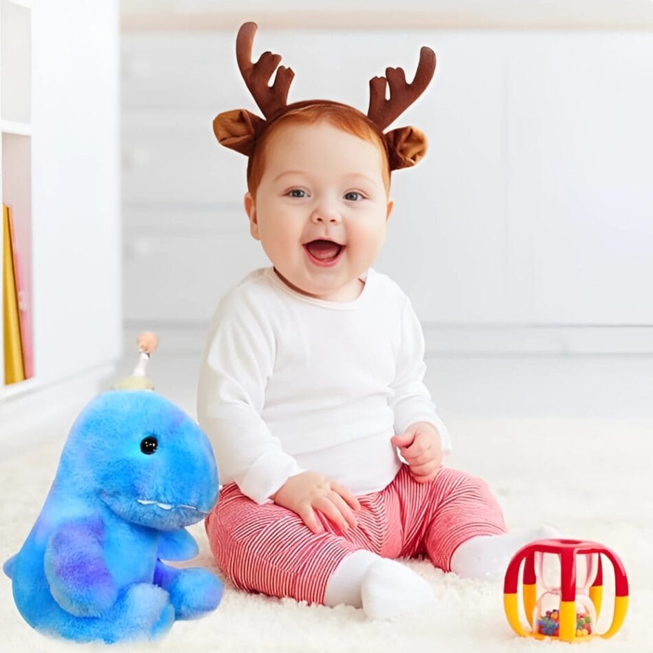 Blauw Knuffel Dinosaurus Nachtlampje Met Zachte Gloed De Knuffel