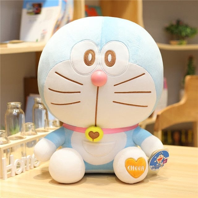Blauwe Doraemon Knuffel Verbaasd Gezicht Monocle En Grote Oren De Knuffel