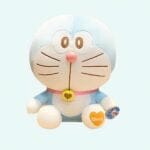 Blauwe Doraemon Knuffel Verbaasd Gezicht Monocle En Grote Oren De Knuffel