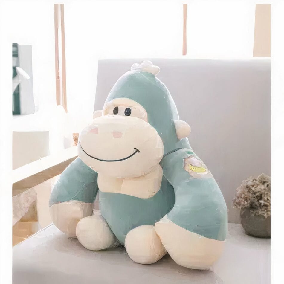 Blauwe Gorilla Knuffel 48 cm Met Zacht Zijdeachtige Vacht De Knuffel