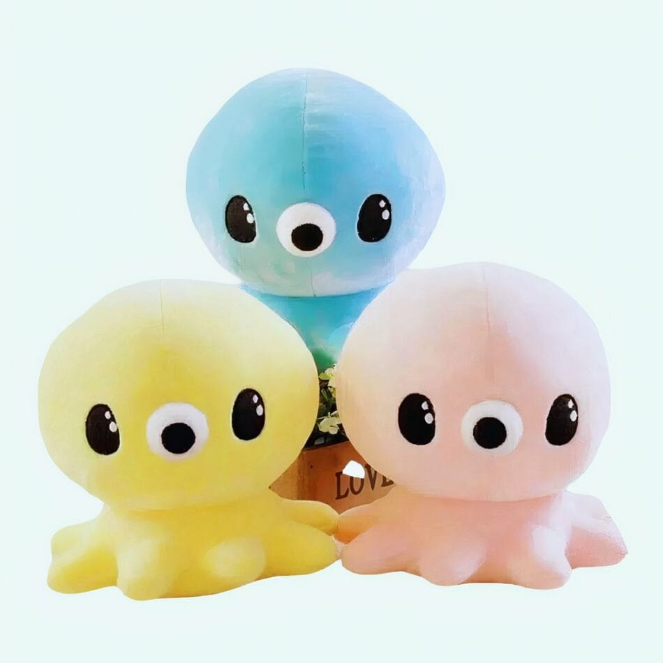 Blauwe Kawaii Knuffel Octopus met Zachte Tentakels De Knuffel