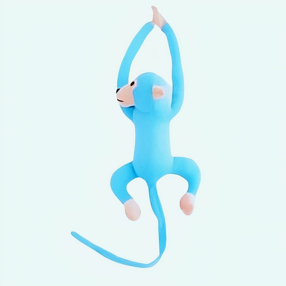 Blauwe Knuffel Aap Kawaii met Lange Staart Zachte Speelse Knuffel De Knuffel